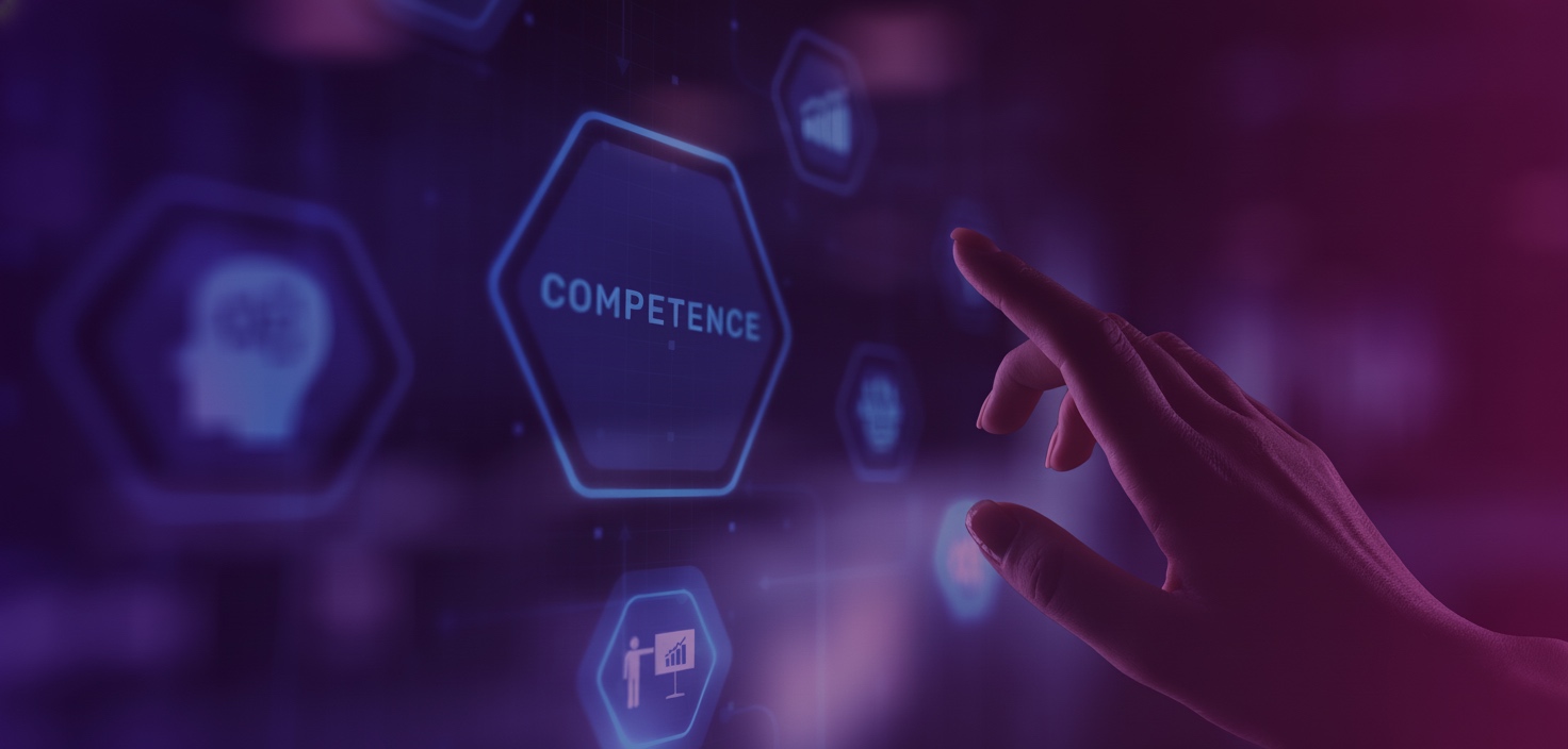 Modernes, futuristisches Bauwerk mit Menschen, das die digitale Transformation verkörpert.